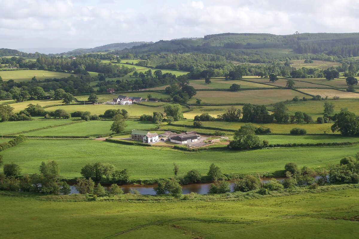 Farm viewed from the top of Dinefwr Castle