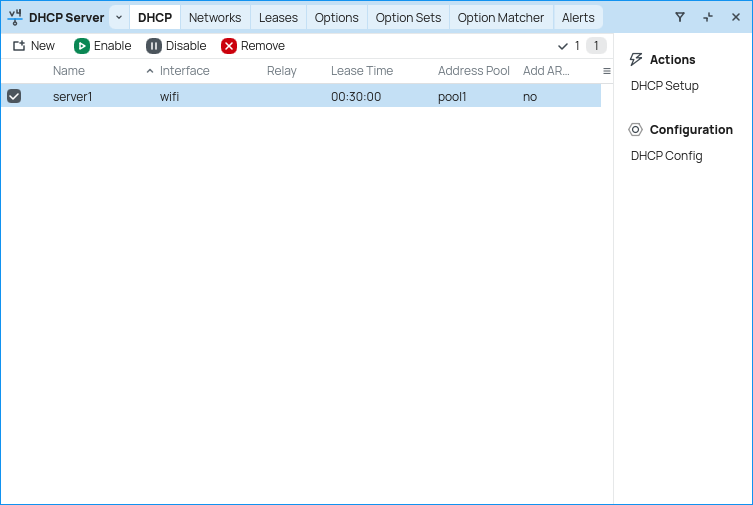DHCP server list